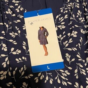 Draper James Dark Blue Leaf Print Dress